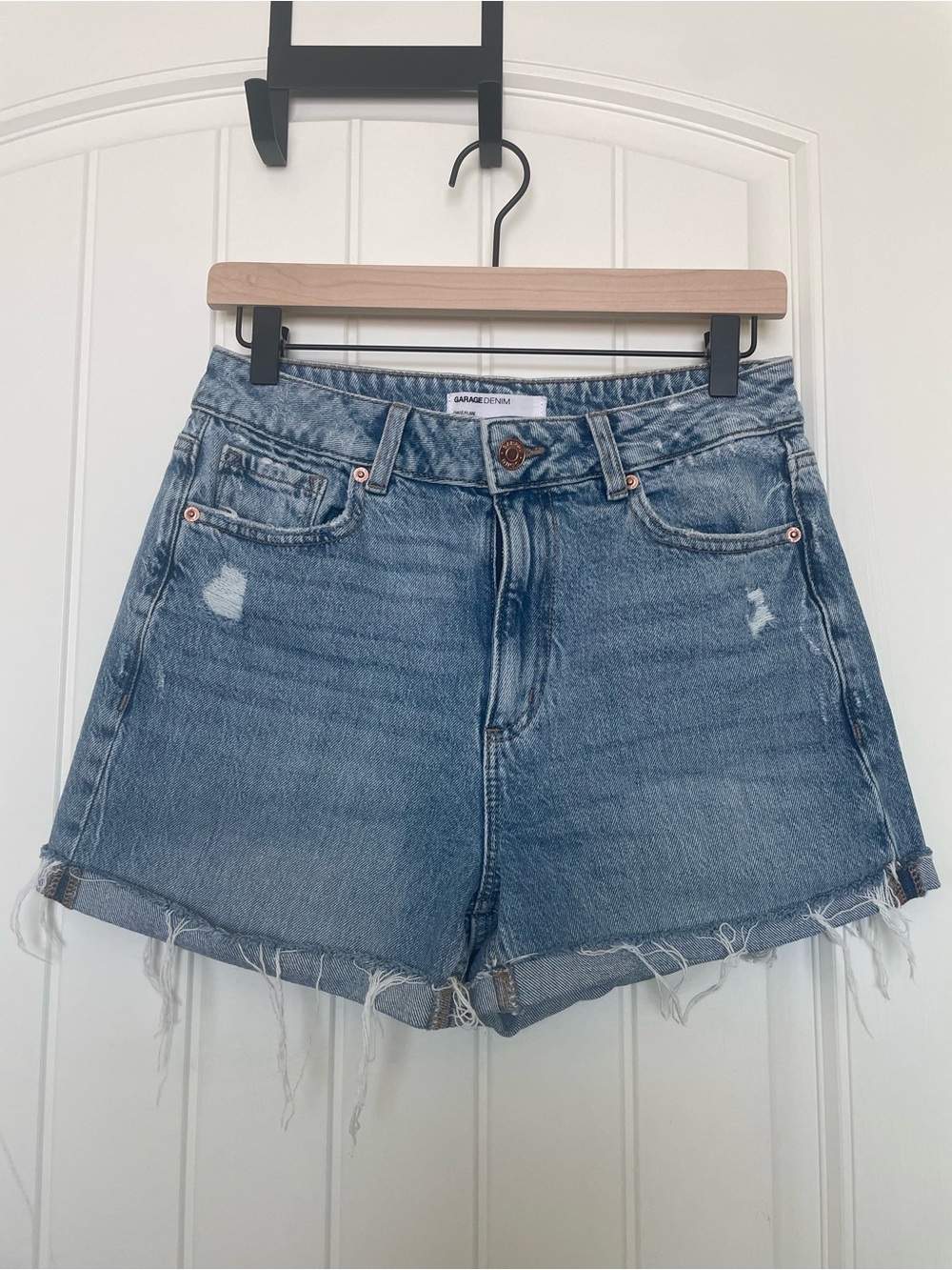Garage Light Blue Distressed Denim Jean Shorts